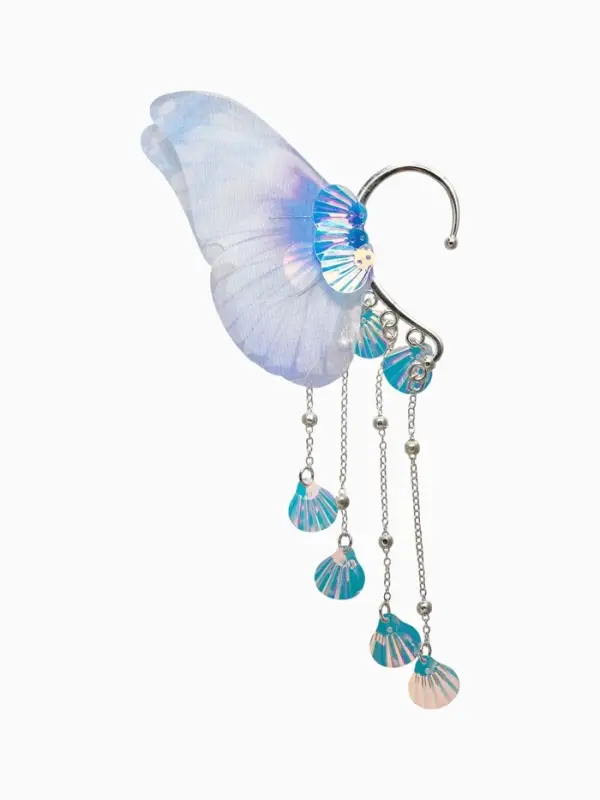 Серьги каффы детские Выбражулька &laquo;Крылья&raquo;, фиолетово-голубая