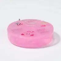 Таблетница, с цепочкой, d=8&times;2 см, 6 секций, розовая