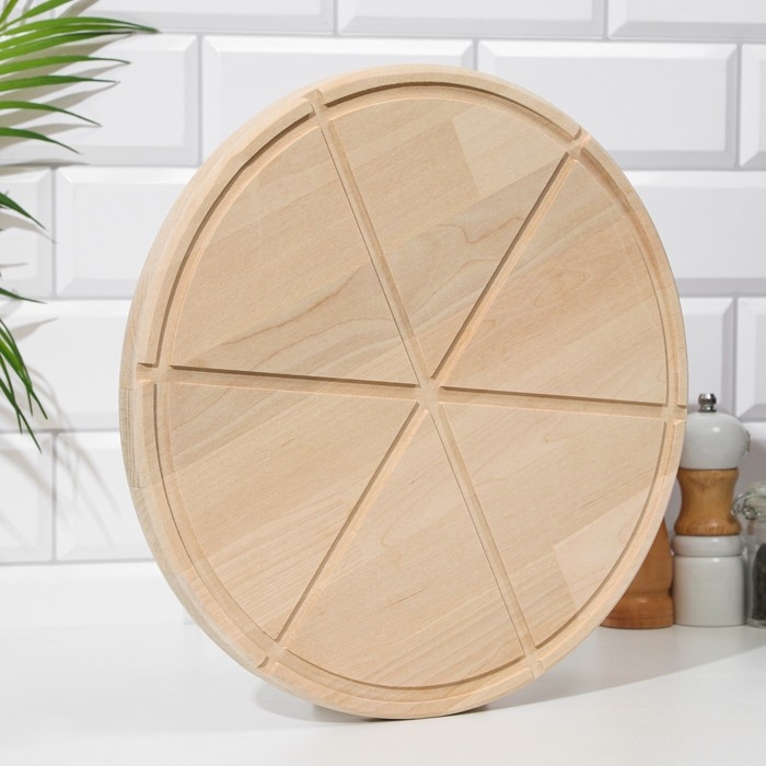 Доска деревянная с желобом Доска деревянная с желобом "Для пиццы" на 6 кусков 32х32х1,8 см береза