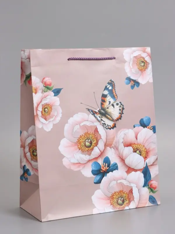 Пакет подарочный ламинированный "Бабочка" 26 х 12 х 32 см