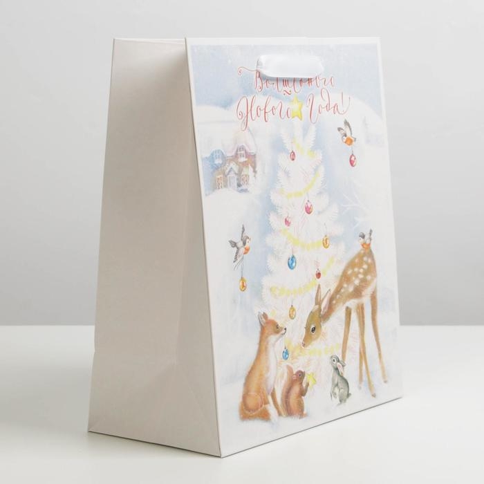 Пакет подарочный новогодний ламинированный «Волшебного Нового года», ML 23 х 27 х 11.5 см