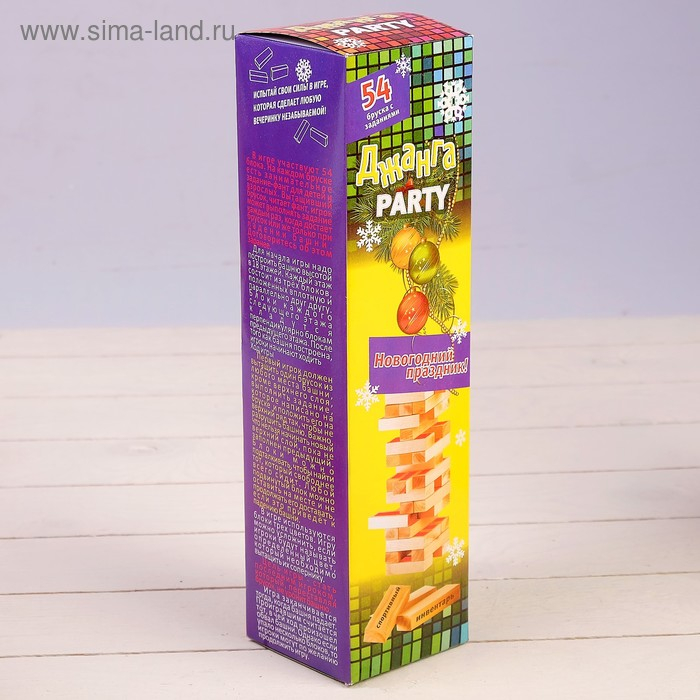 Падающая башня дженга, настольная игра   Падающая башня дженга, настольная игра  "Дженга пати", с заданиями, 54 бруска, 30 х 8 см