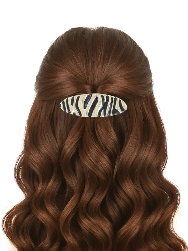 Заколка - автомат для волос QF &laquo;Филомена&raquo;, овал, 8.5 см, чёрно-золотая