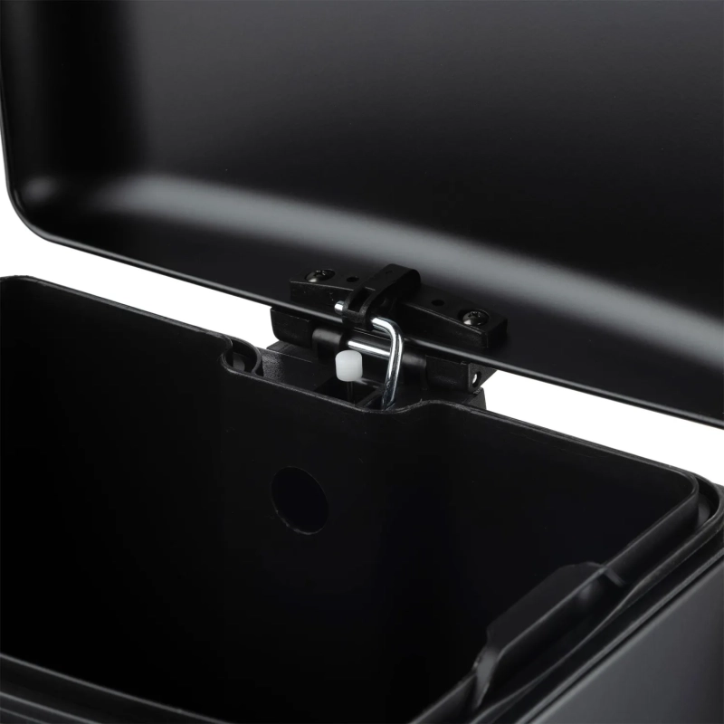 Ведро мусорное с педалью и доводчиком Luscan 12л,черное,прямоуг,металл