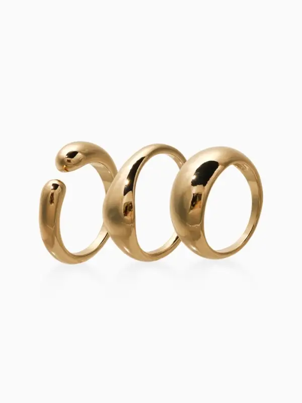 Набор колец 3 шт "Новый стиль" минимализ линий, размер МИКС, цвет золото