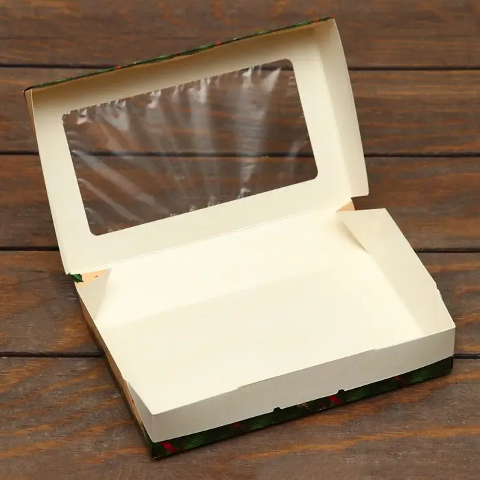 Коробка складная Коробка складная "Праздничное настроение", 20 х 12 х 4 см с окном