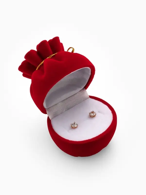 Футляр под серьги, кольцо &laquo;Мешочек подарочный&raquo;, бархатный, 5.5&times;4.6 см, красный