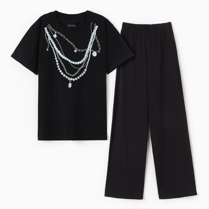 Пижама женская (футболка и брюки) KAFTAN Пижама женская (футболка и брюки) KAFTAN "Жемчуг" р. 40-42, черный