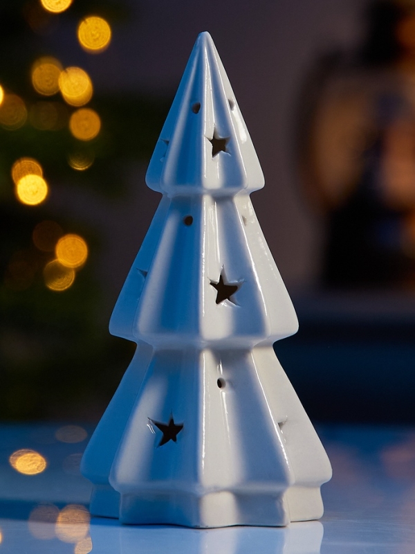 Светодиодная фигура  Светодиодная фигура "Елочка со звездами" 13х6.5х6.5, 1 LED, LR44x3(в компл.), Т/БЕЛЫЙ