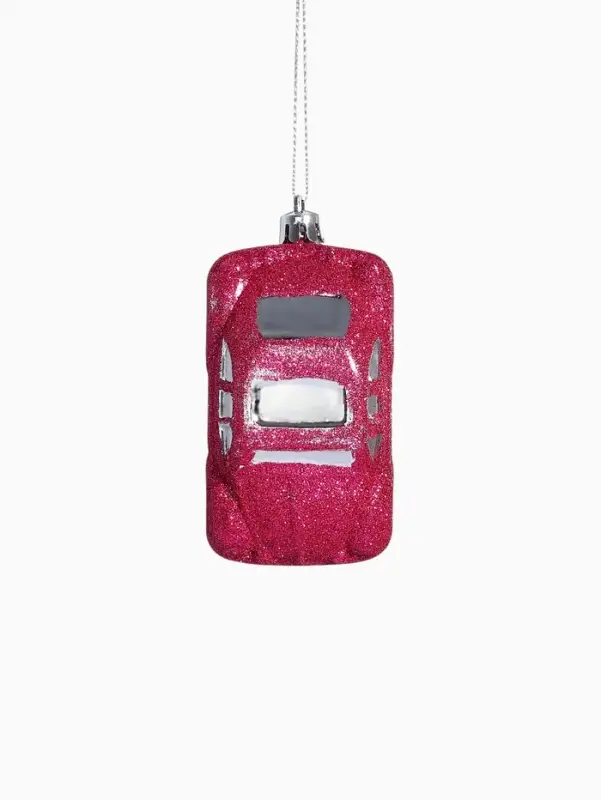 Ёлочные игрушки 3 шт., &laquo;Зимнее волшебство, Машинки&raquo; пластик, 9&times;3.5 см, розовый