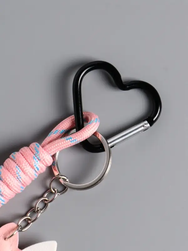 Брелок на карабине кожзам, текстиль  Брелок на карабине кожзам, текстиль "Единорог с крыльями" розовый, с узлом 24х10,5х1,5 см