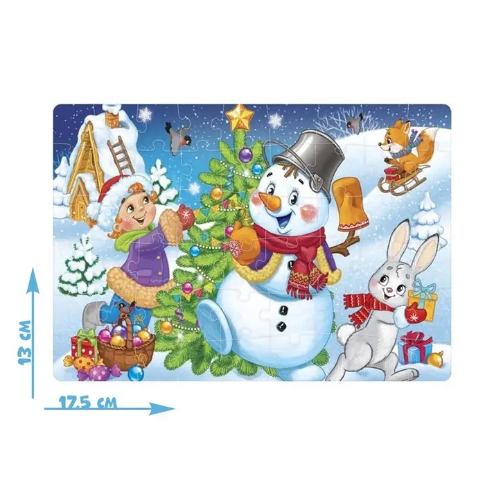 Пазл детский «Весёлый снеговичок», 54 элемента Пазл детский «Весёлый снеговичок», 54 элемента