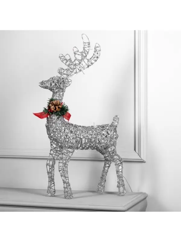 Светодиодная фигура &laquo;Олень серебристый&raquo;, 35&times;60&times;10 см, металл, 220 В, свечение белое