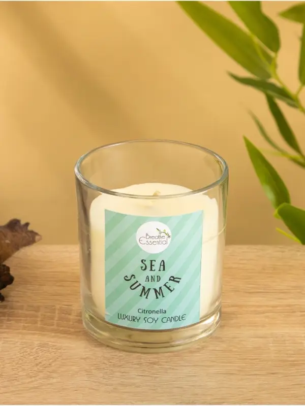 Свеча с кристаллом внутри Sea and Summer Citronella, 120 г, соевый воск, цитронелла