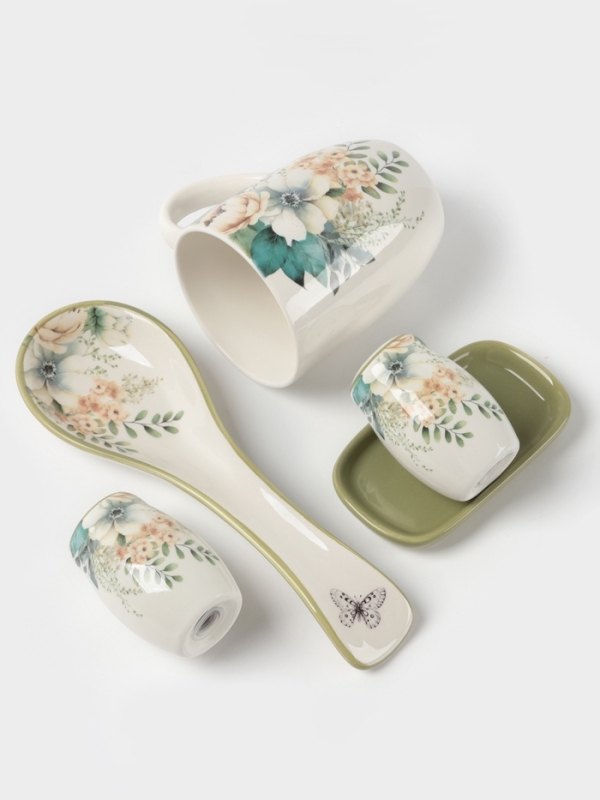 Кружка  Доляна "Цветы" цвет белый  330 мл