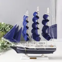 Сувенирная модель корабля &laquo;Калева&raquo;, борта синие с белой полосой, паруса синие, 30&times;7&times;32 см