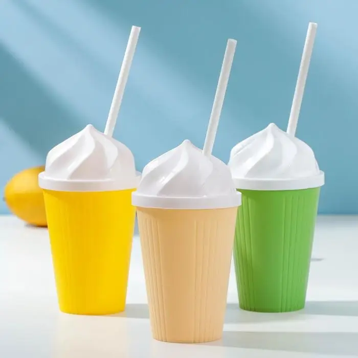 Стакан с крышкой и трубочкой «Сливки», 400 мл, 9×17 см, цвет МИКС