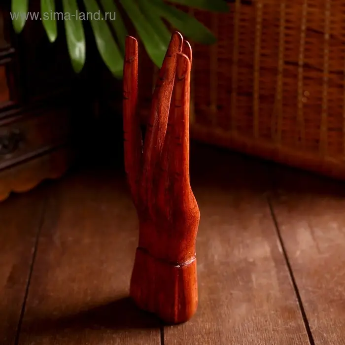 Подставка для колец дерево "Рука роспись" 20 см