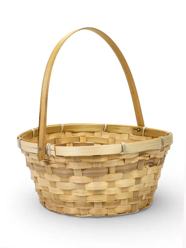 Корзина плетёная для хранения, 26&times;26&times;12 см, ручка h=18 см, бамбуковая, цвет натуральный
