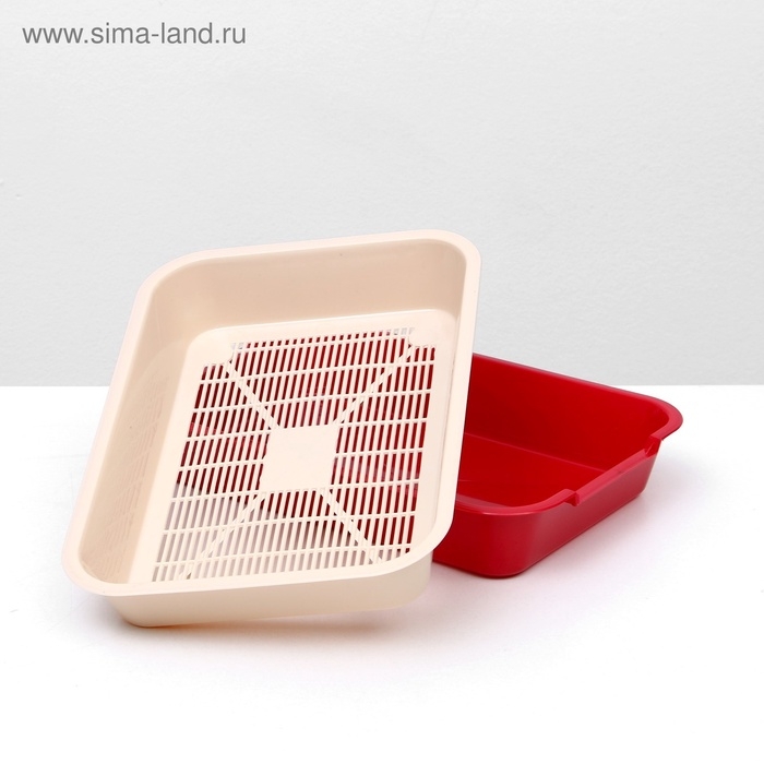 Туалет средний с сеткой 36 х 26 х 6,5 см, бежевый/красный Туалет средний с сеткой 36 х 26 х 6,5 см, бежевый/красный
