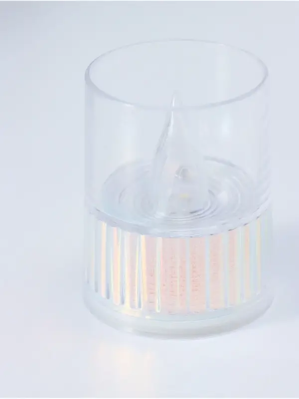 Светодиодная свеча LED - ночник RISALUX &laquo;Полосы&raquo;, 3&times;LR1130, прозрачный, перламутр, 3.7&times;3.7&times;4.5 см