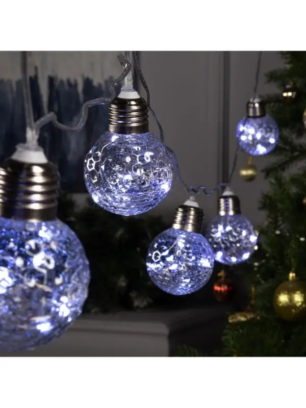 Гирлянда &laquo;Нить&raquo; 3 м с насадками &laquo;Лампочки шары&raquo;, IP20, прозрачная нить, 80 LED, свечение белое, 8 режимов, 220 В