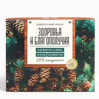 Набор «Здоровья и благополучия»: кедровый орех в сосновом сиропе 25 г., бальзам 100 мл., кедрокофе 50 г.