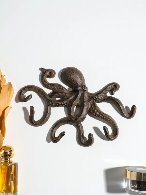 Крючки настенные &laquo;Осьминог&raquo;, ключница декоративная, чугун, 24.8&times;18.4&times;2.6 см