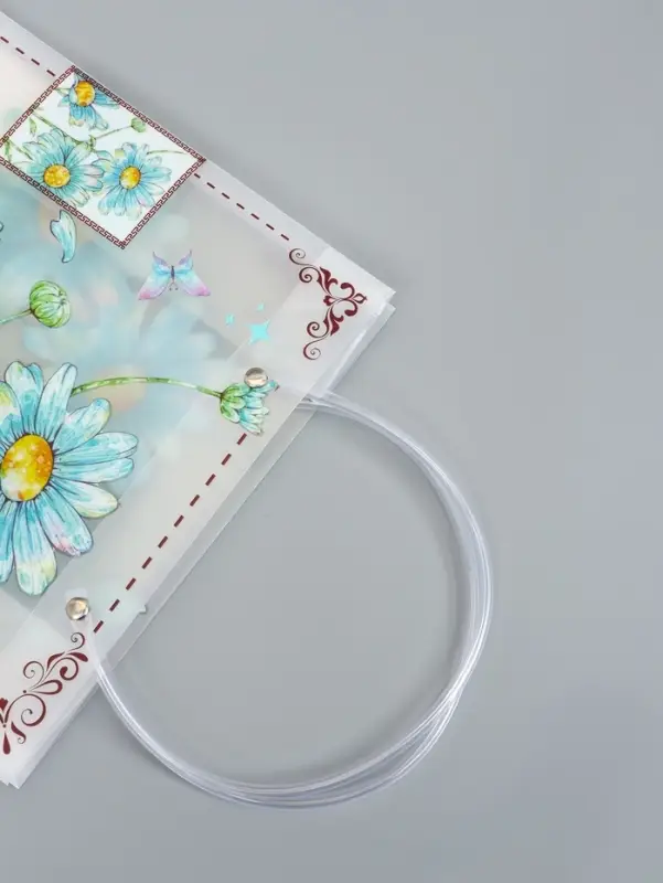 Пакет подарочный прозрачный &laquo;Ромашки-васильки&raquo;, 22&times;10&times;24 см