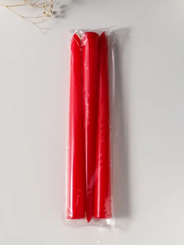 Набор свечей античных 25 см, 3 шт., 58 г, 7 ч, красный