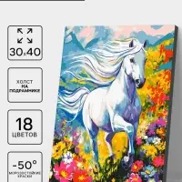 Картина по номерам на холсте «Белый конь» 30×40 см