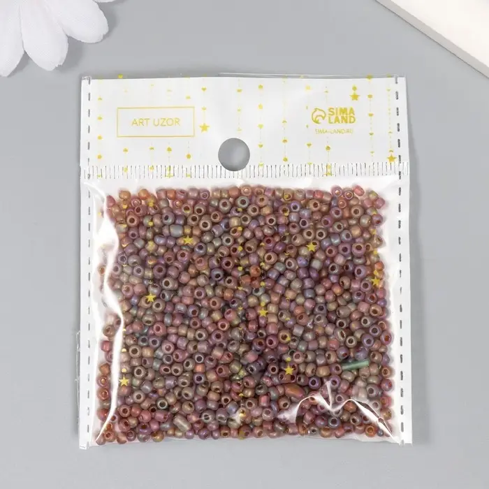 Бисер стекло 8/0  Бисер стекло 8/0 "Матовый. Меланж фиолетово-розово-жёлтый" 30 гр