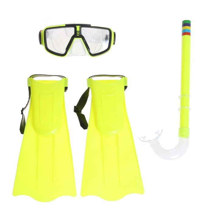 Набор для плавания детский ONLYTOP: маска, трубка, ласты безразмерные, цвета МИКС Набор для плавания детский ONLYTOP: маска, трубка, ласты безразмерные, цвета МИКС