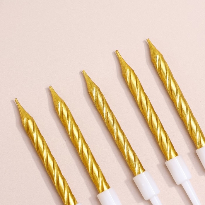 Свечи в торт Свечи в торт "Спираль", 10 шт, средние, 5 см, золотой металлик