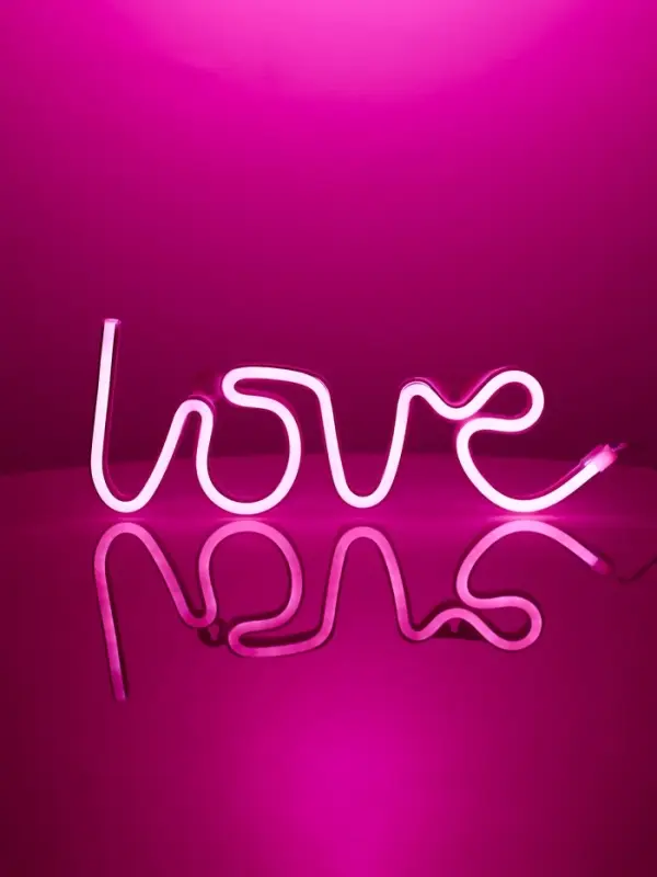 Неоновая вывеска "Любовь", 35x13см, AAx3+USB, РОЗОВЫЙ
