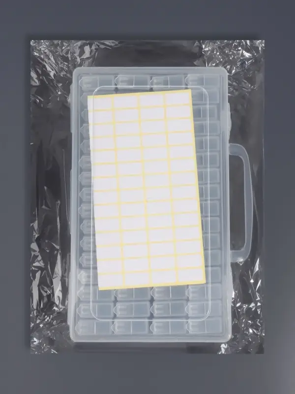 Органайзер для хранения мелочей, 64 баночки, 13&times;22&times;5 см, с наклейками, прозрачный