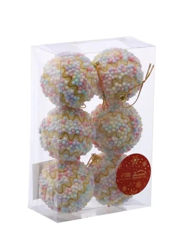 Набор шаров пластик d-6 см, 6 шт Набор шаров пластик d-6 см, 6 шт "Альфи" жёлтый