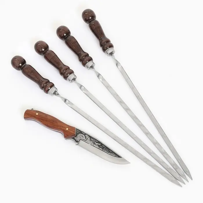 Набор с шампурами подарочный &laquo;Элит-XS&raquo; №13, в коробке из эко-кожи