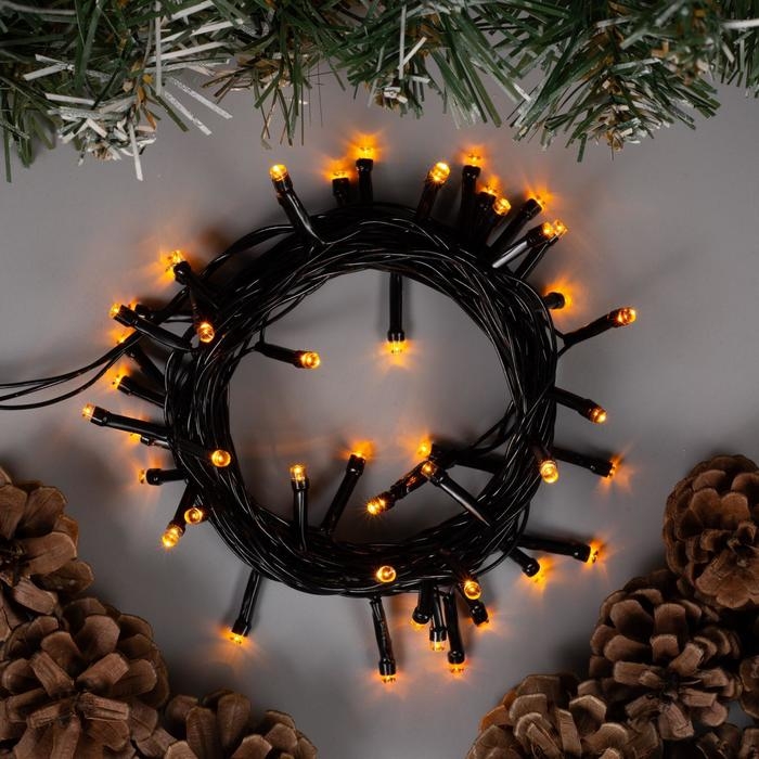 Гирлянда «Нить» 5 м, IP20, тёмная нить, 50 LED, свечение жёлтое, 8 режимов, 220 В Гирлянда «Нить» 5 м, IP20, тёмная нить, 50 LED, свечение жёлтое, 8 режимов, 220 В