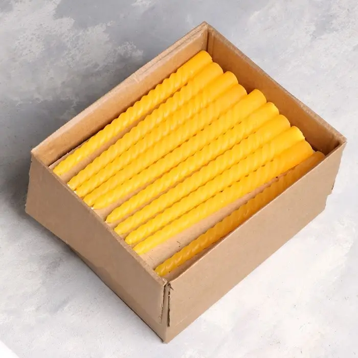 Свеча витая, 2,2х 25 см, жёлтая, Свеча витая, 2,2х 25 см, жёлтая, "Богатство Аромата"