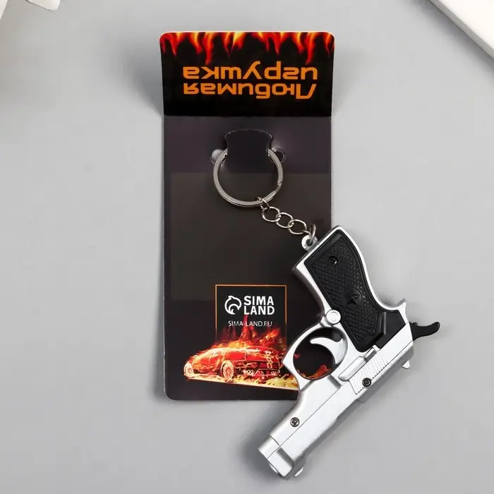 Фонарик свет+лазер на кольце  Фонарик свет+лазер на кольце "Пистолет" 2 режима  7х5х1,7 см