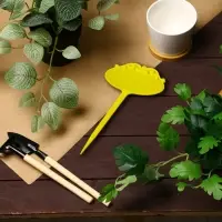 Таблички садовые для маркировки, фигурные, 15 см, набор 20 шт., пластик, жёлтые, Greengo
