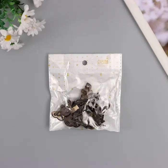 Замок металл для шкатулки бронза + гвозд. 4,9х3,5 см