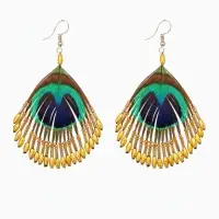 Серьги "Павлин" 5х8 см, цв. жёлтый Серьги "Павлин" 5х8 см, цв. жёлтый