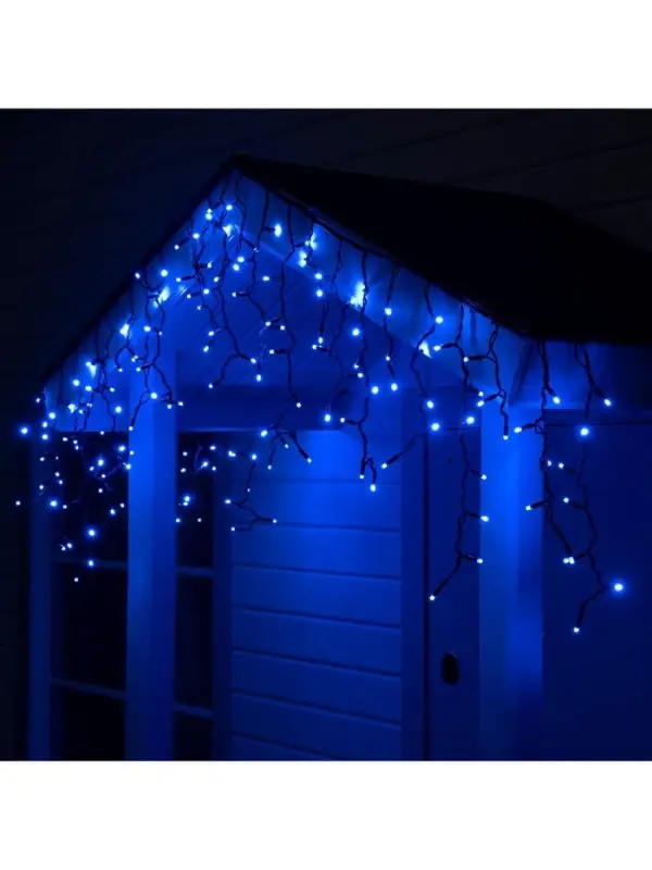 Гирлянда &laquo;Бахрома&raquo; 3&times;0.6 м, IP65, УМС, тёмная нить каучук, 108 LED, свечение синее, 220 В