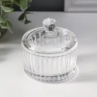 Шкатулка стекло "Полосы и бриллиант" прозрачная 6,5х6,5х7 см