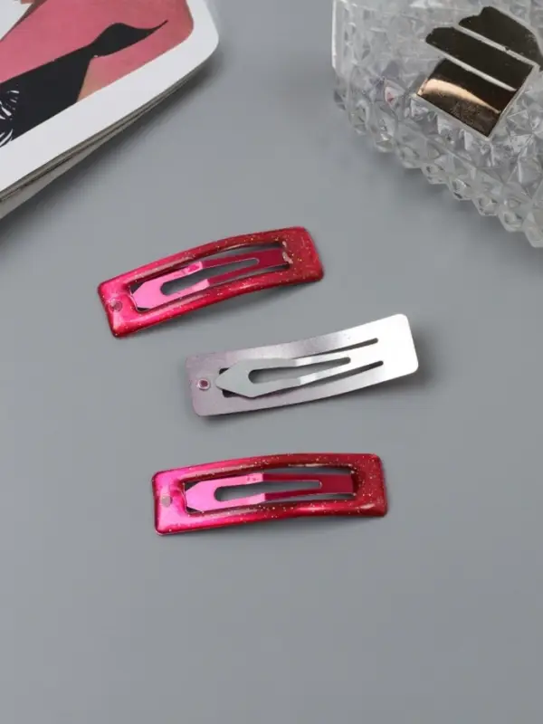 Заколки для волос QF &laquo;Хэдли&raquo;, набор 3 шт., прямой, 5 см, розовые