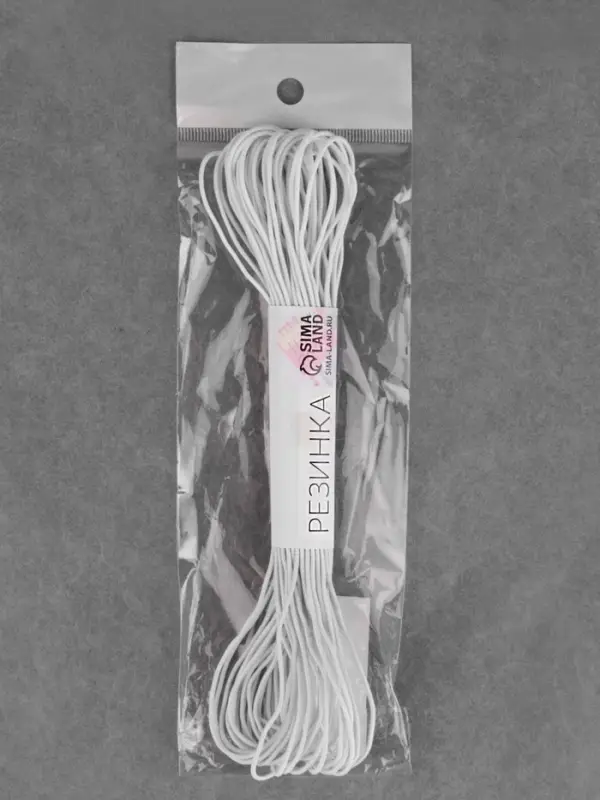 Резинка шляпная, 1 мм, 10±0.5 м, белая Резинка шляпная, 1 мм, 10±0.5 м, белая