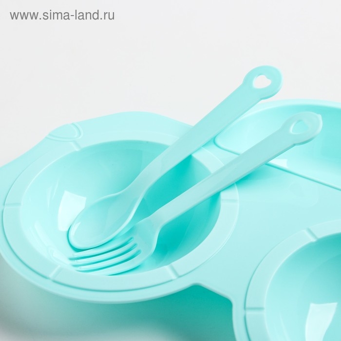 Тарелка Крошка Я в наборе вилка, ложка, цвет МИКС Тарелка Крошка Я в наборе вилка, ложка, цвет МИКС