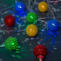 Гирлянда &laquo;Нить&raquo; 4 м с насадками &laquo;Шарик с узором&raquo;, IP20, прозрачная нить, 20 LED, свечение мульти, 8 режимов, 220 В